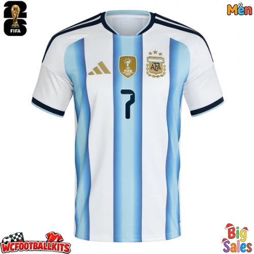 Argentina Rodrigo De Paul #7 Replica Home Stadium Shirt World Cup 2026 Short Sleeve